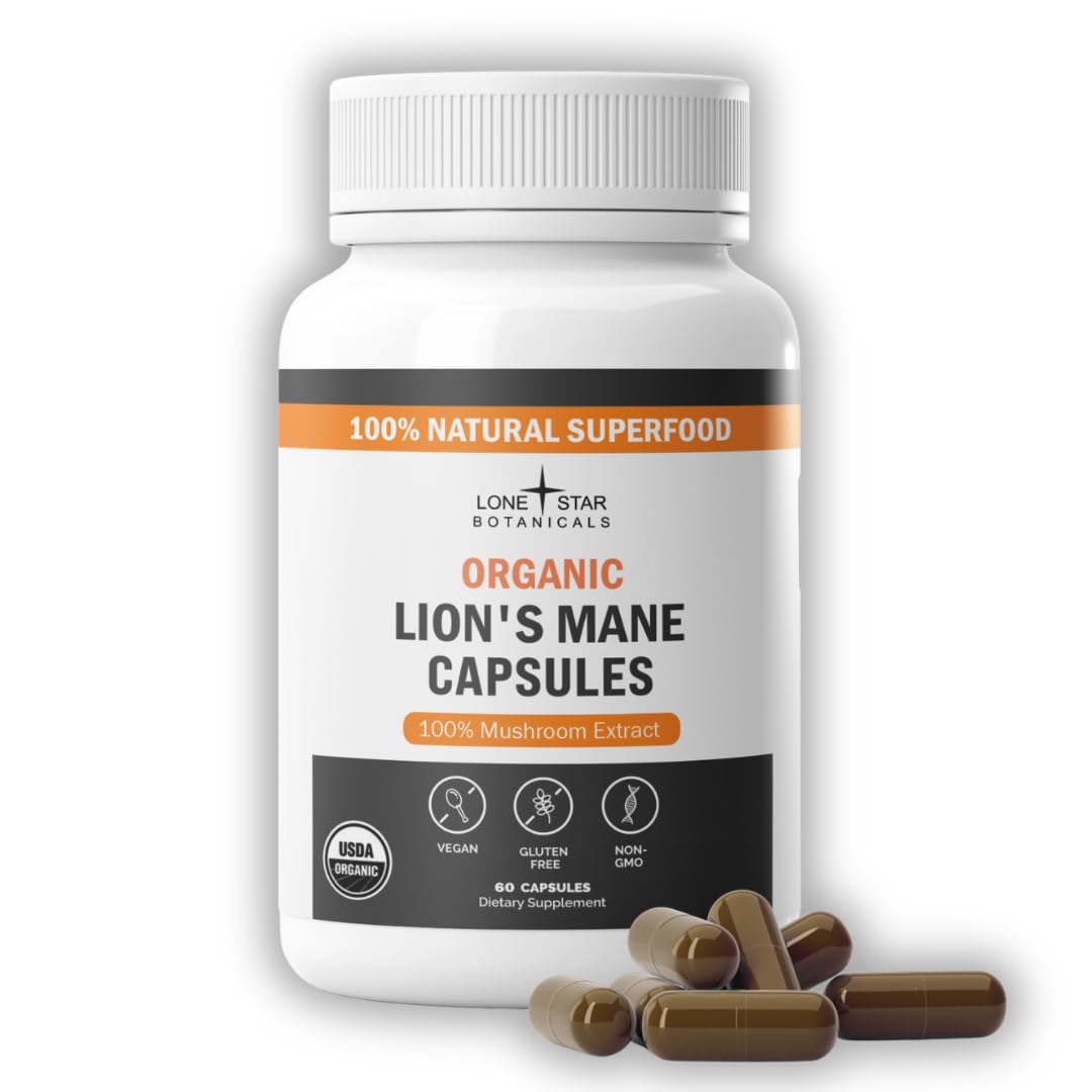 Lone Star Botanicals Lion's Mane Mushroom Extract Capsule, 60 Count