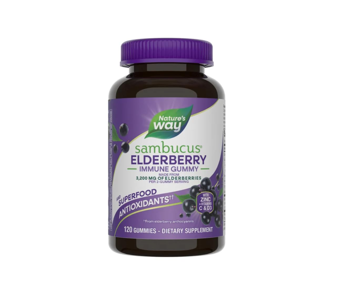 Nature's Way Sambucus Elderberry with Vitamin C and Zinc Gummies, 1 Count