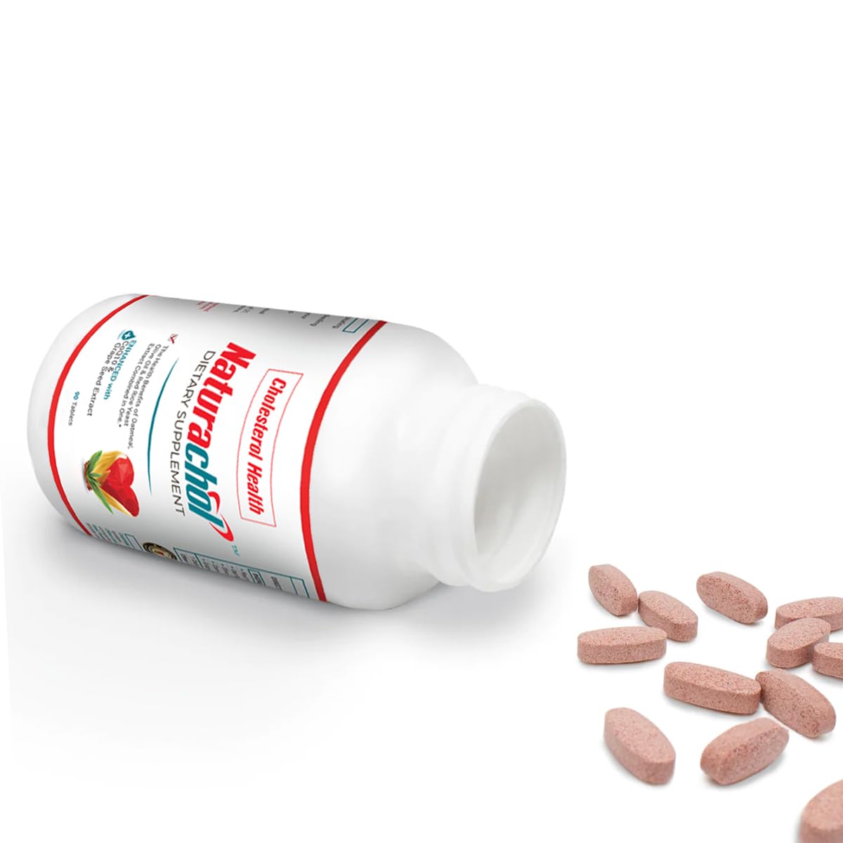 Naturachol Cholesterol Support Formula – Red Yeast Rice & CoQ10 with Olive Leaf, Oat Beta Glucan & Grape Seed – 90 Tablets