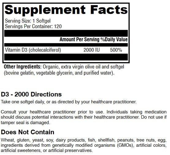 HormoneSynergy D3-2000 Softgels, 120 Count