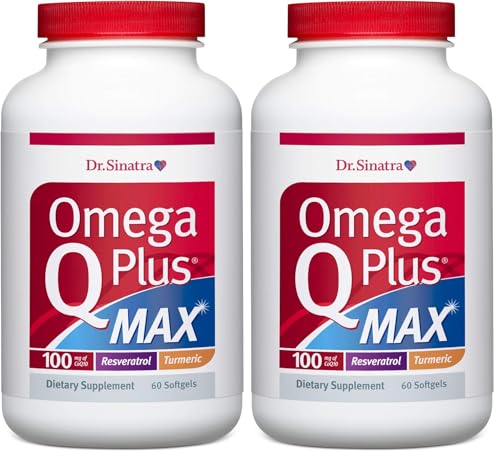 Dr. Sinatra Omega Q Plus MAX with Omega 3, CoQ10, Resveratrol & Turmeric Softgels 120