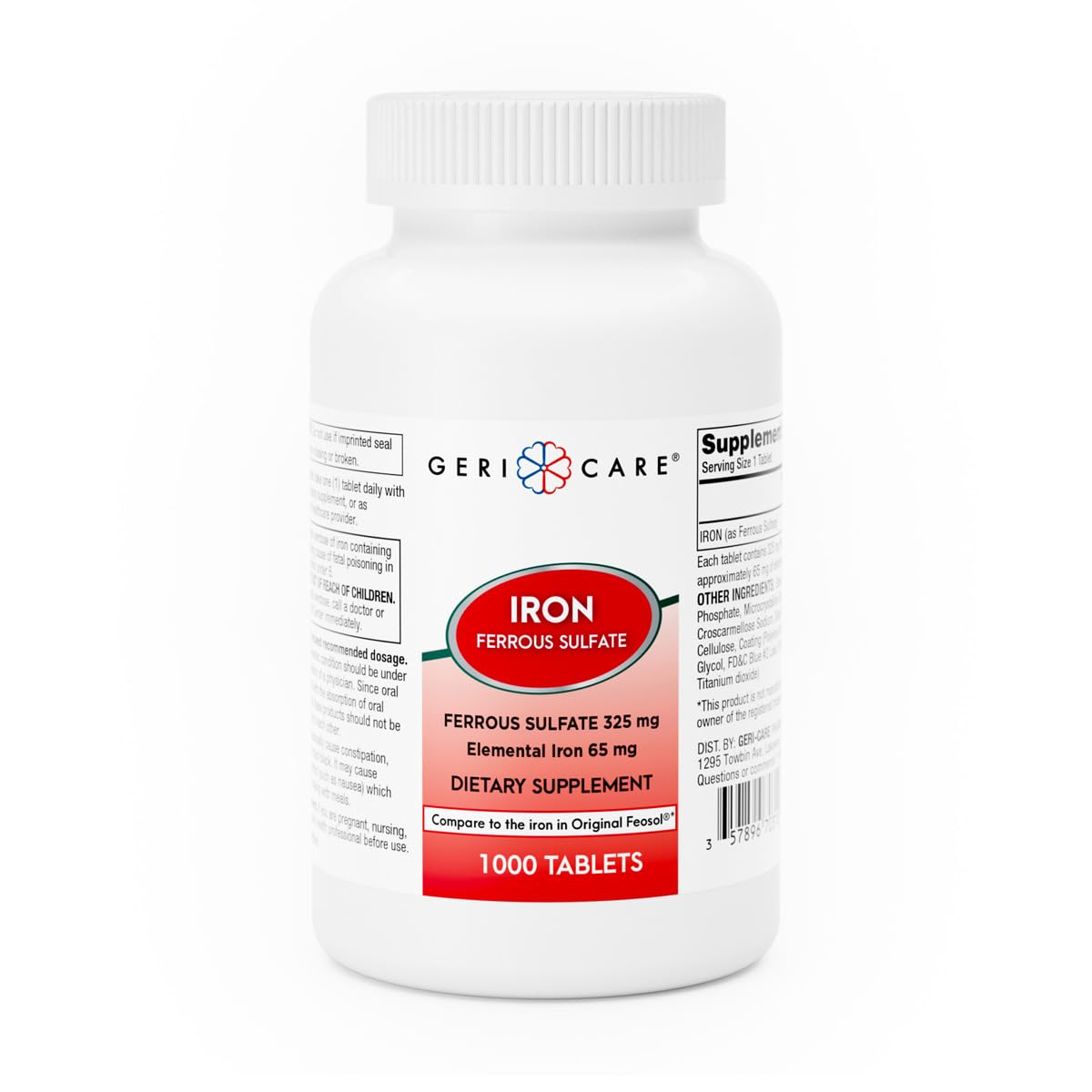 GeriCare Ferrous Sulfate Tablets, 1000 Count