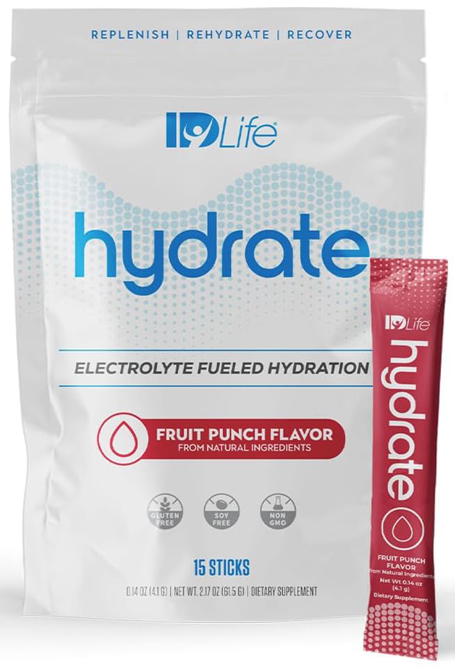 IDLife Hydrate Powder, Fruit Punch, 15 Sticks