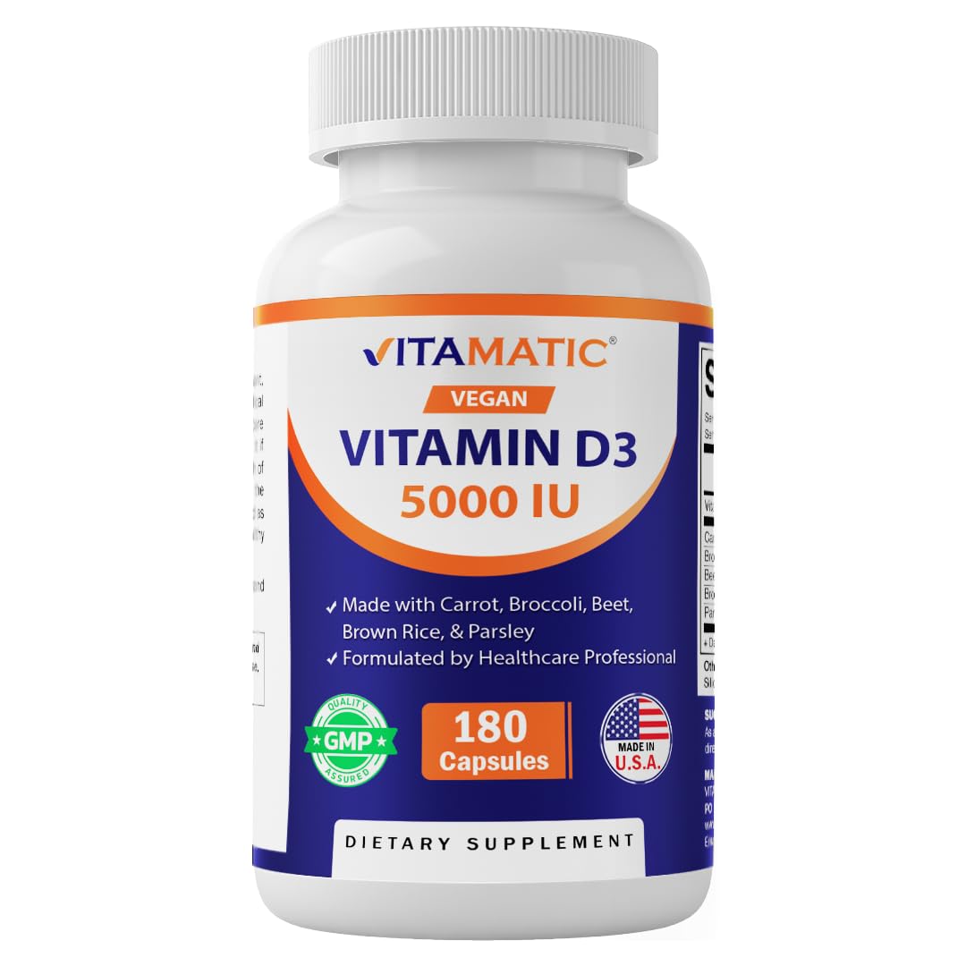 Vitamatic Vegan Vitamin D3 5000 IU Capsules, 180