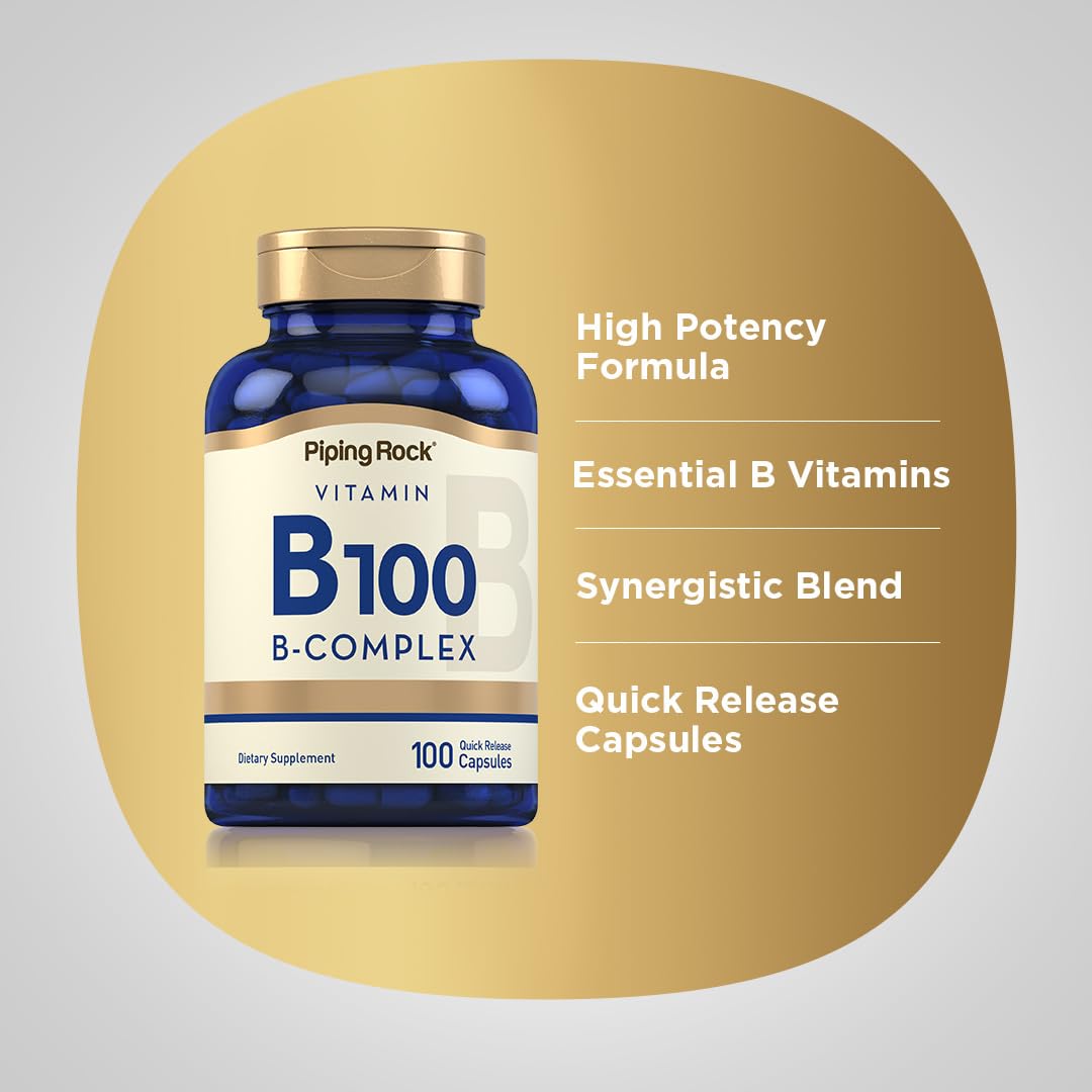 Piping Rock Vitamin B100 Complex Capsules, 100 Count