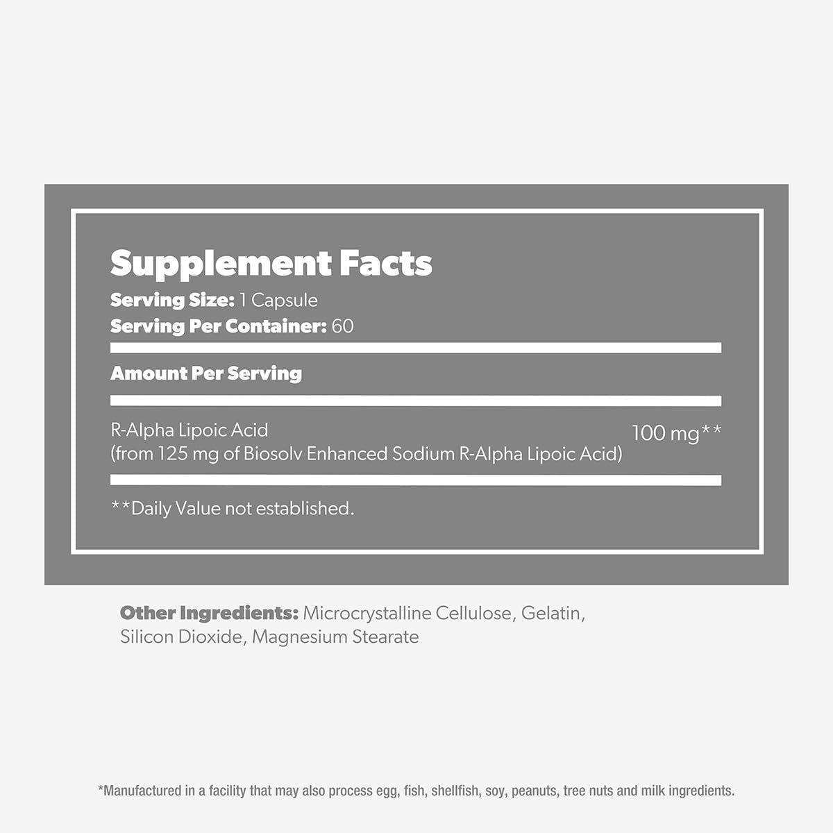 SAN Na-R-ALA Stabilized R-Alpha Lipoic Acid 125mg per Serving Capsules, 60 Count