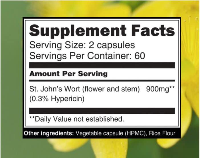 Blossom Nature St. John's Wort 900mg Mood Support Supplement Capsule, 120 Capsules
