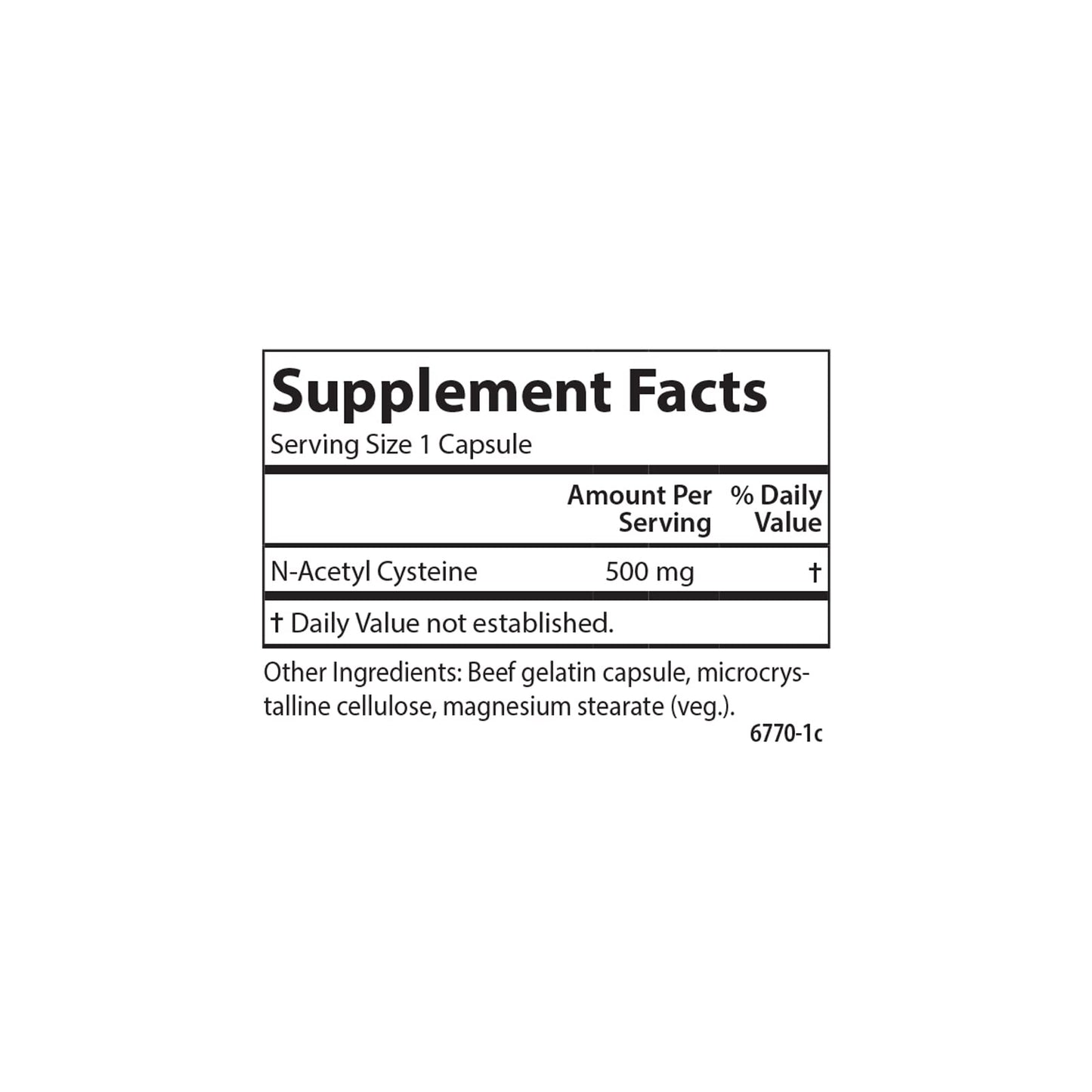 Carlson N-Acetyl Cysteine 500 mg, 60 Vegetarian Capsules
