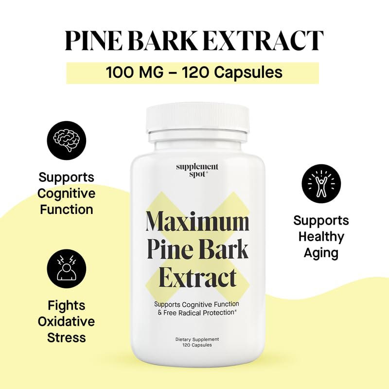 Supplement Spot Maximum Pine Bark Extract 100 mg per Serving Capsule, 120 Capsules