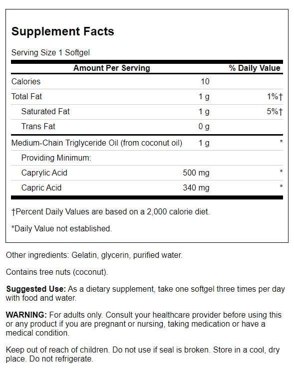 Swanson MCT Pure 1000 mg Capsule, 90 Count
