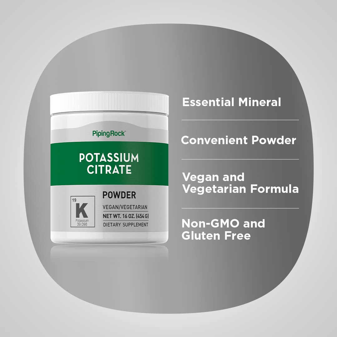 Piping Rock Potassium Citrate Powder Supplement, 16 Ounce