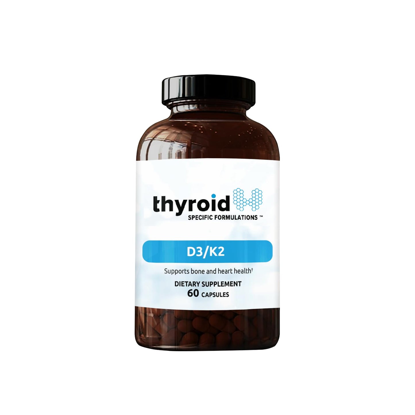Thyroid Specific Formulations D3/K2 Vitamin Complex with GG, 60 Capsules