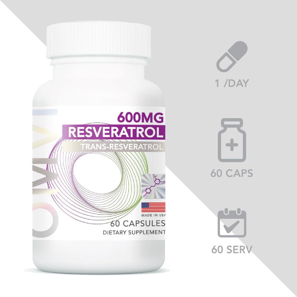 Omvi Trans-Resveratrol 600mg Capsule, 60 Count