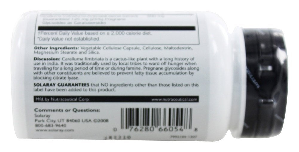 SOLARAY Guaranteed Potency Caralluma Aerial Extract Capsules 30 Count