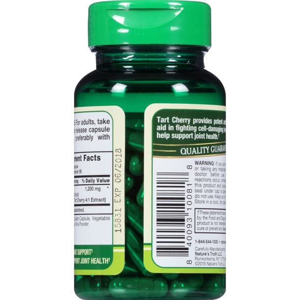 Nature's Truth Ultra Tart Cherry 1200 mg Dietary Supplement Quick Release Capsules, 360 Capsules