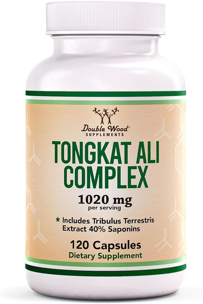 Double Wood Supplements Tongkat Ali Extract Ultra High Potency 200:1 for Men (Longjack) Eurycoma Longifolia Capsules, 120 Count