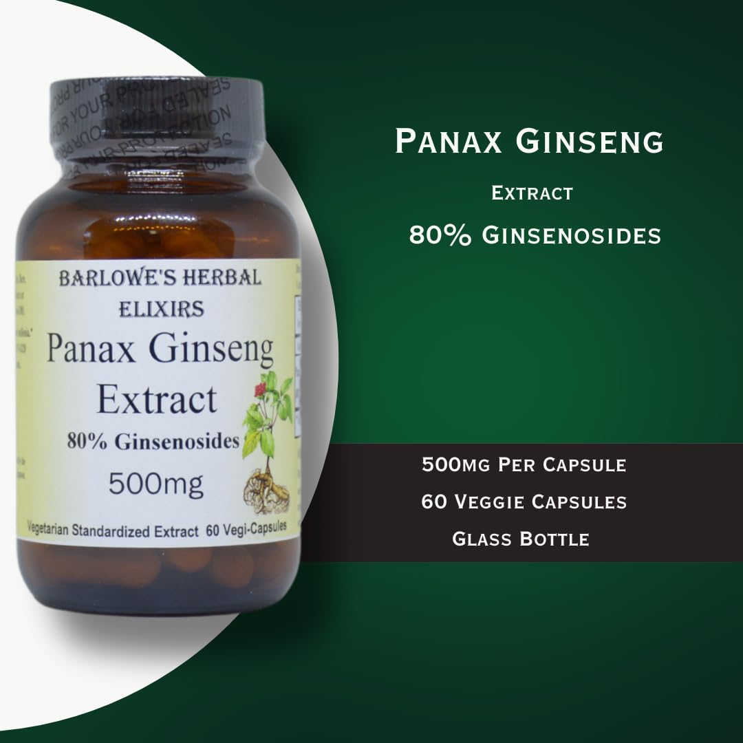 Barlowe's Herbal Elixirs Panax Ginseng Extract 80% Ginsenosides Powder 60