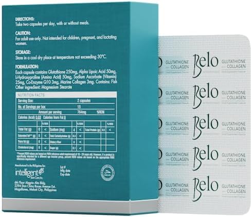 Belo Essentials Glutathione Collagen Advanced Skin Support Beauty Capsule, 30 Capsules