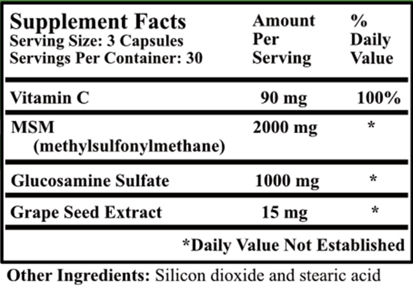 Daily Manufacturing MSM Glucosamine Blend Capsules, 90 Count