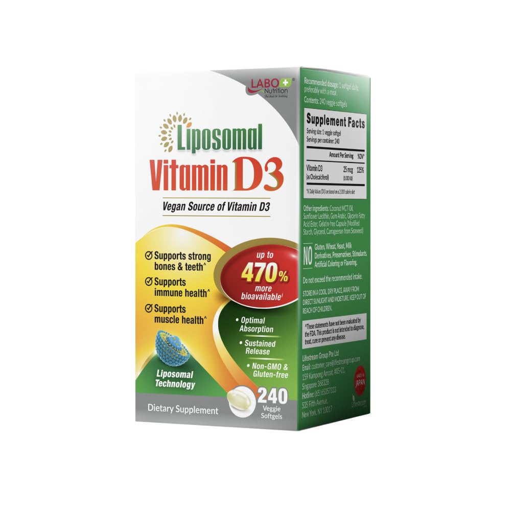 LABO Nutrition Liposomal Vitamin D3 Softgels 240 Count
