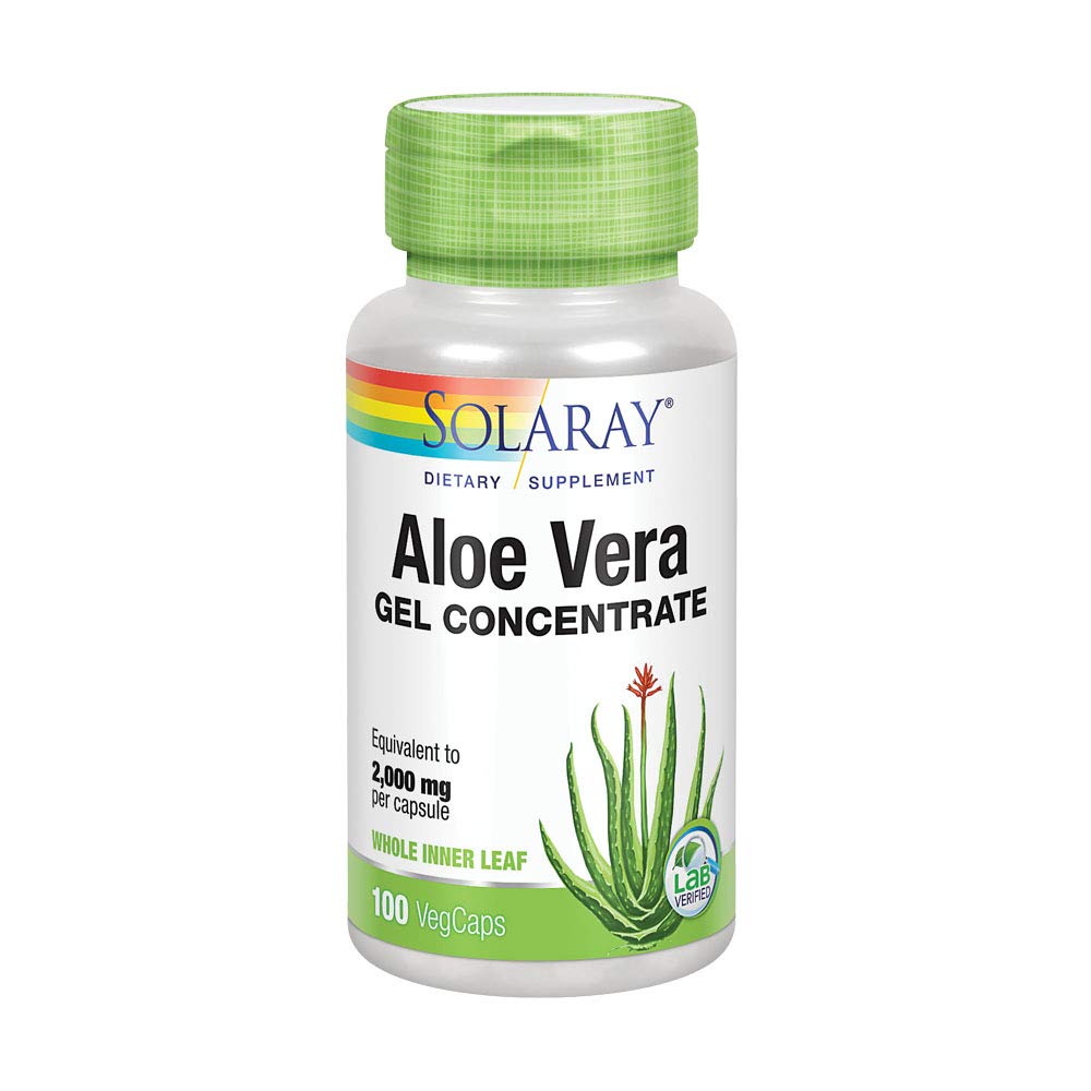 Solaray Aloe Vera Gel 2000mg Capsules, Pack of 2