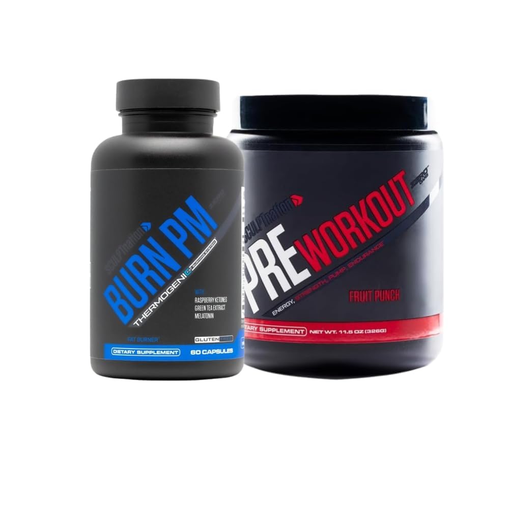 Sculpt Nation Burn PM and Pre Workout Fruit Punch Bundle, 2