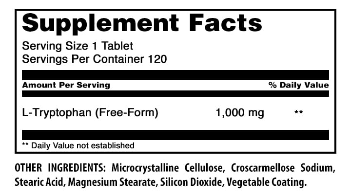 Amazing Nutrition L-Tryptophan 1000mg Tablets, 120 Count