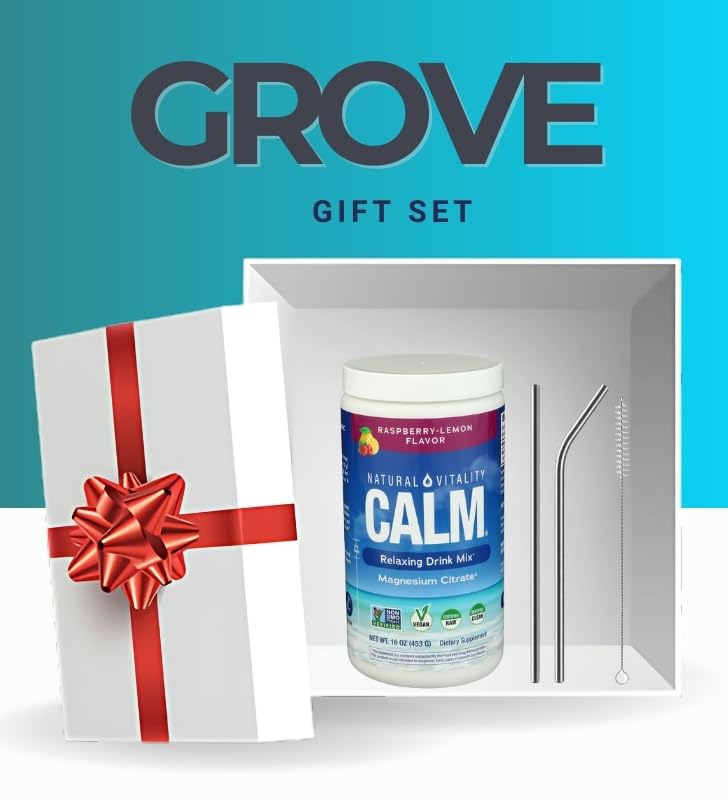 GROVE Natural Vitality Calm Magnesium Powder Raspberry Lemon 16 oz