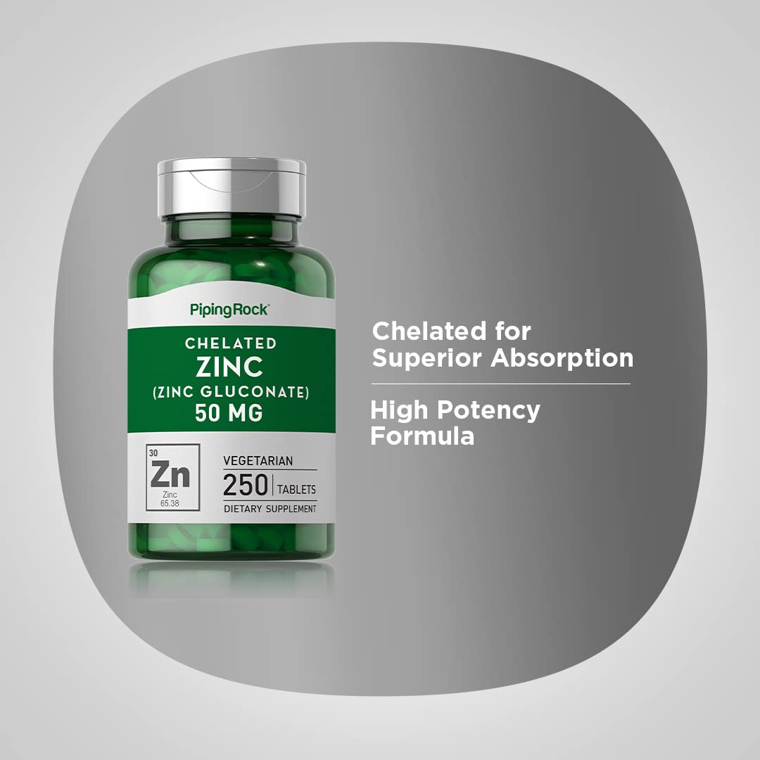 Piping Rock Zinc 50mg Tablets, 250 Count