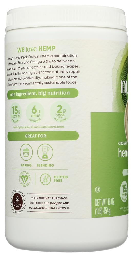 Nutiva Hemp Protein 15g Organic Powder, 16 oz