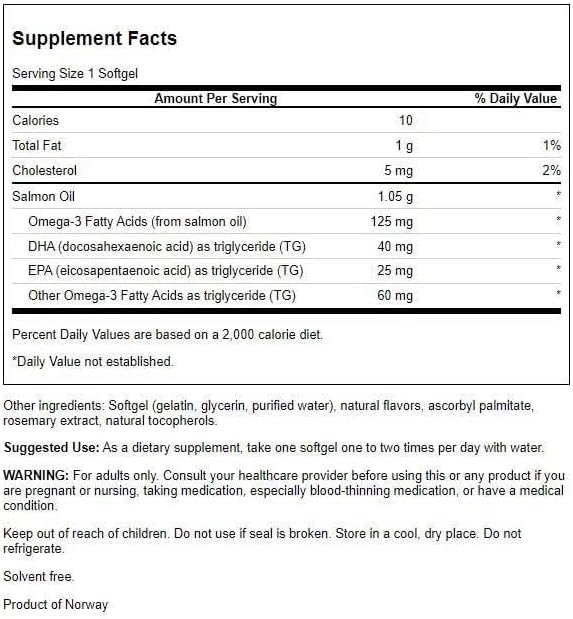 Swanson Virgin Salmon Oil 1050 mg Softgel, 90 Count