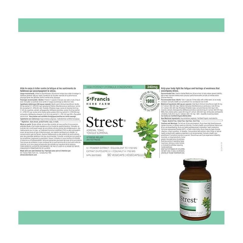 St. Francis Herb Farm Strest Stress Relief Supplement Capsules 90