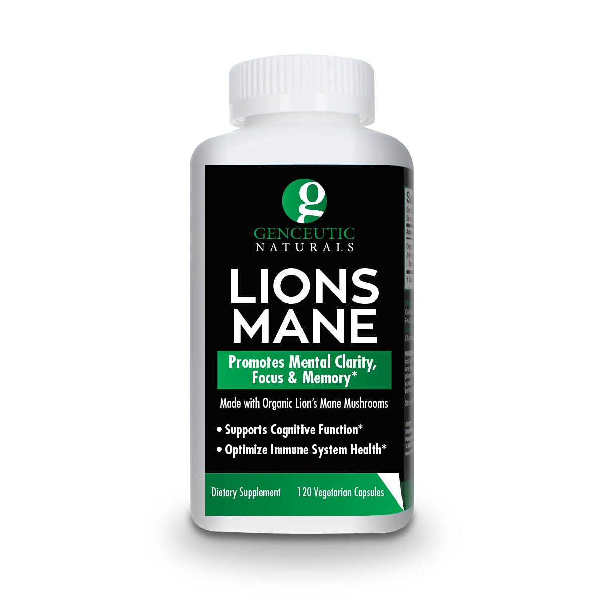Genceutic Naturals Lion's Mane Organic Capsules 120 Count