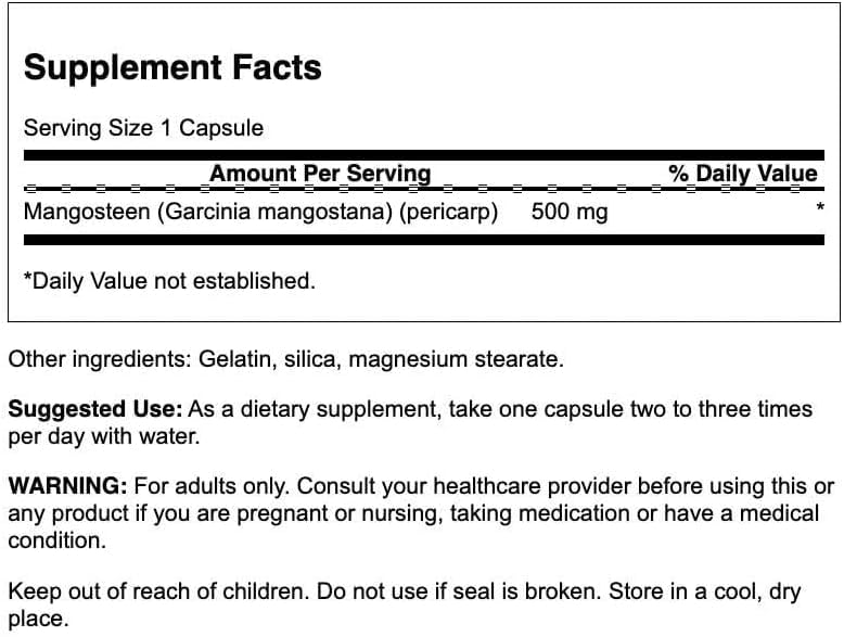 Swanson Full Spectrum Mangosteen 500 mg Capsules, 100 Count