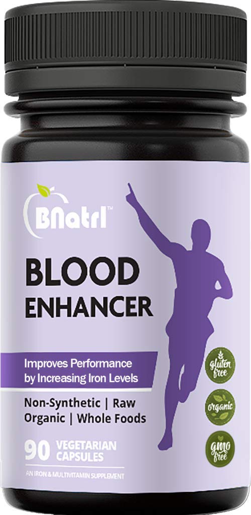 BNatrl Blood Enhancer Organic Iron Supplement Veggie Capsules 90 Capsules