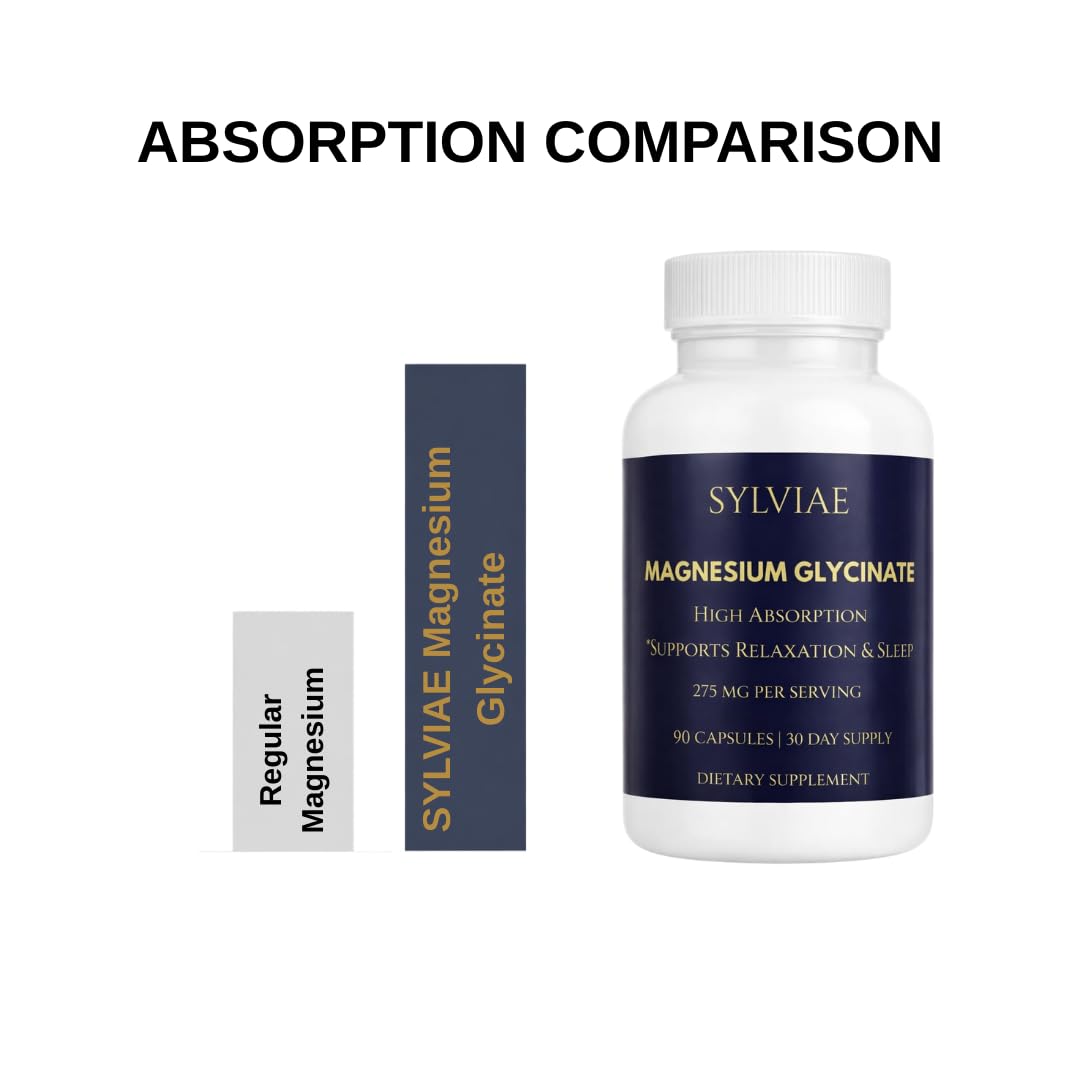Sylviae Magnesium Glycinate 275mg Elemental Magnesium Capsules, 90 Count