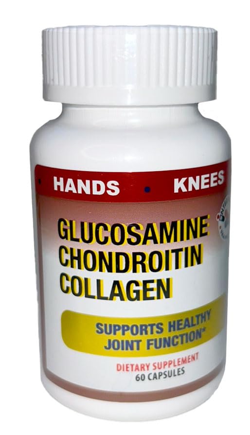 Generic Glucosamine & Chondroitin Hydrolized Collagen for Joint Support and Cartilage Supplement Glucosamine Sulfate 1000 mg, 60 Capsules