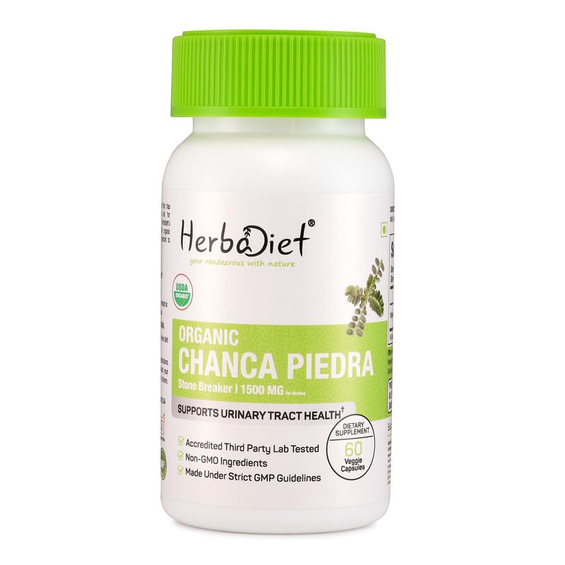 Herbadiet Organic Stone Breaker Chanca Piedra 400mg Capsules, 60 Capsules