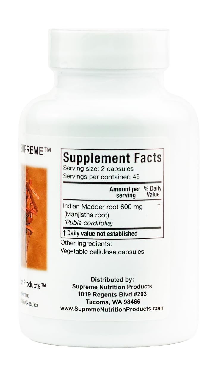 Supreme Nutrition Products Manjistha Supreme Capsules, 90 Count