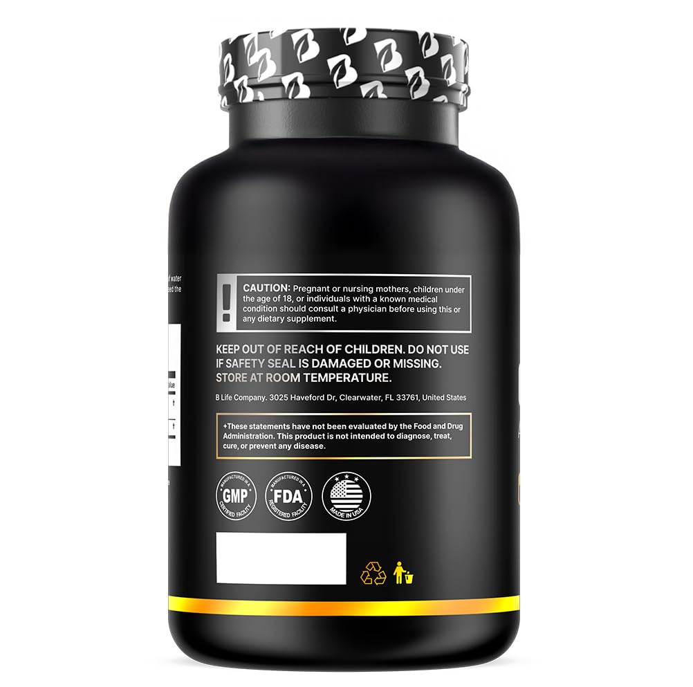 B Life Company Organic Ashwagandha KSM-66 1000 mg Capsule, 60 Count