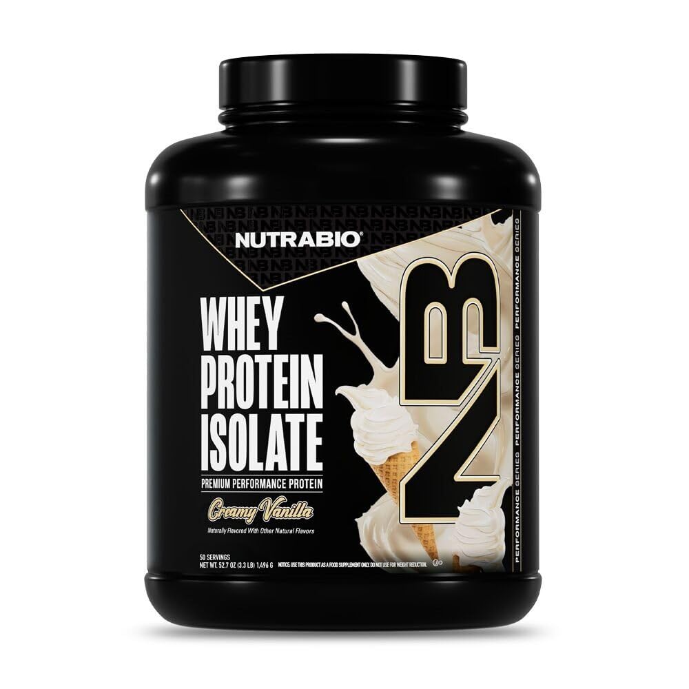 NutraBio 100% Whey Protein Isolate Protein Powder Creamy Vanilla, 80 Servings