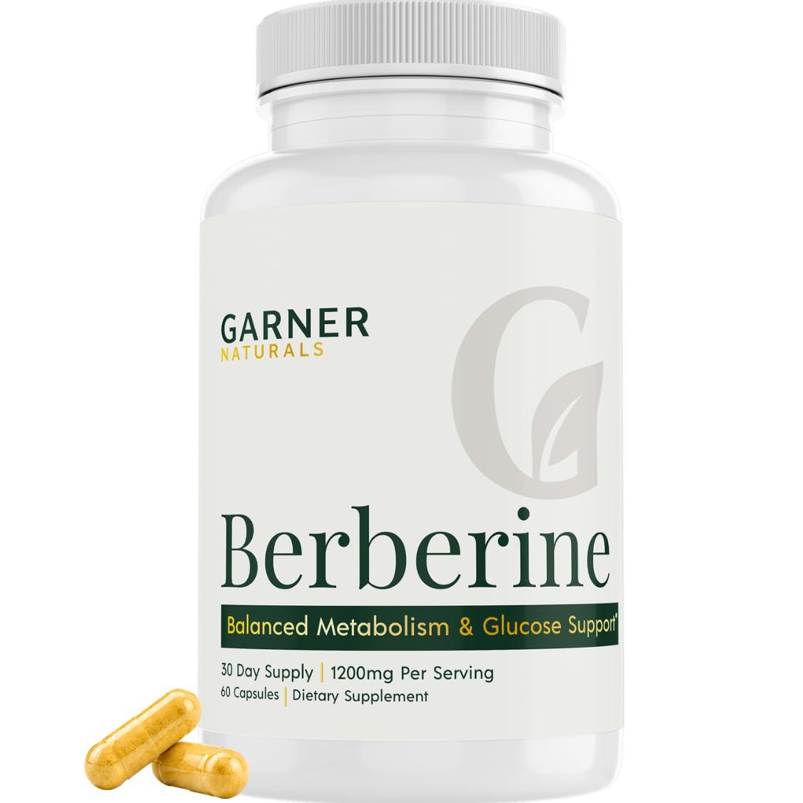 Garner Naturals Berberine HCl 1200mg per Serving Capsule, 60 Count