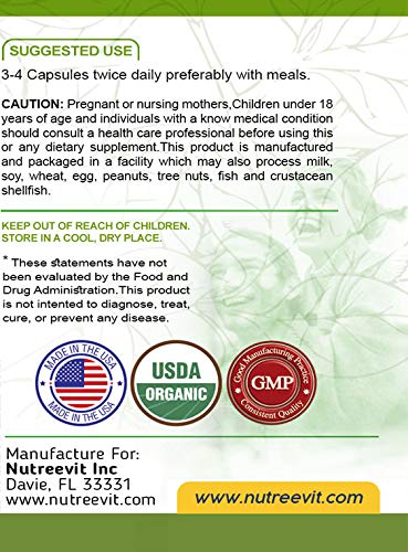NutreeVit Pure Organic Spirulina & Chlorella Extract Veggie Capsules (500mg), 1 Capsule