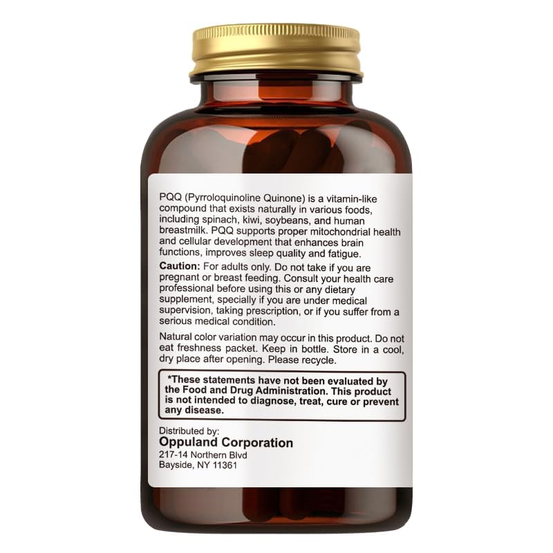 oppuland Pyrroloquinoline Quinone-PQQ Supplement 20 mg Capsules, 60 Veg Capsules
