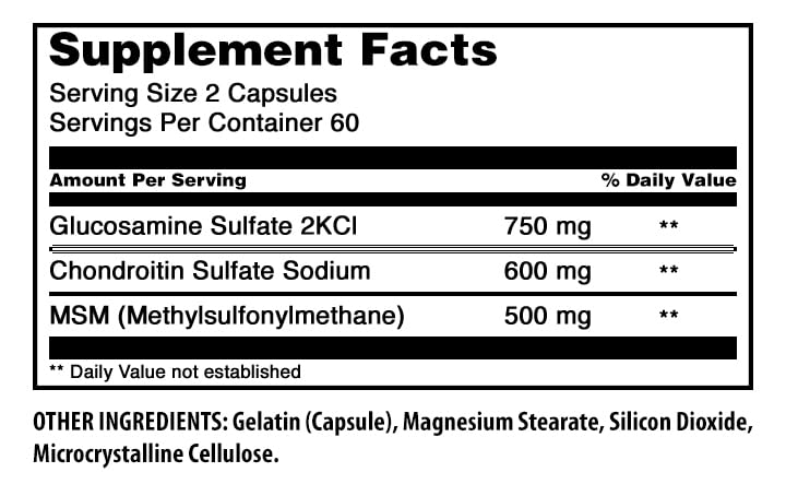 Amazing Nutrition Glucosamine Chondroitin MSM 1850 mg Per Serving Capsules, 120 Count