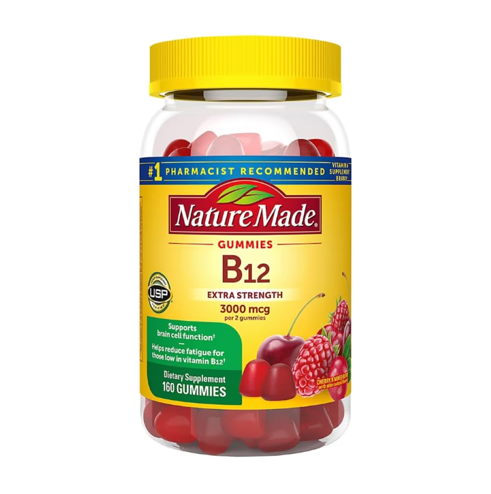 Nature Made B12 Gummies Extra Strength 3000 mcg per 2 Gummies, 160 Count