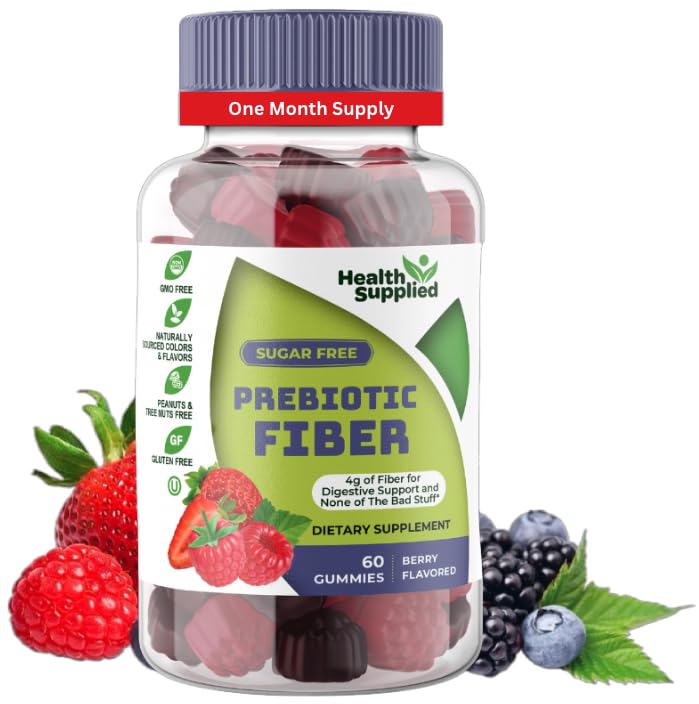 Health Supplied Mixed Berry Flavored Prebiotic Fiber Gummies 60 Count