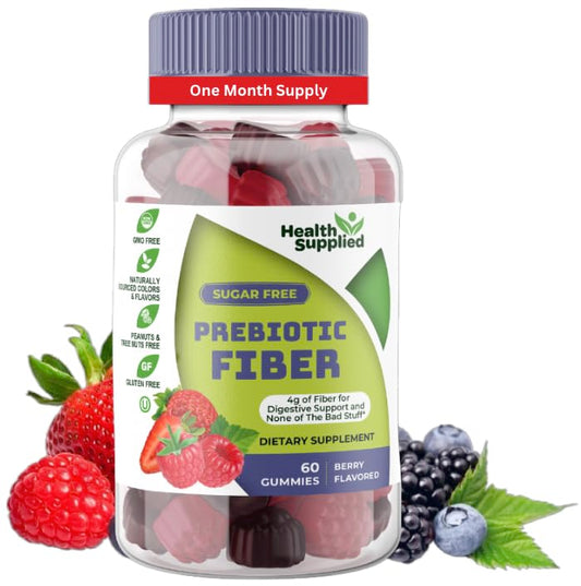 Health Supplied Mixed Berry Flavored Prebiotic Fiber Gummies 60 Count