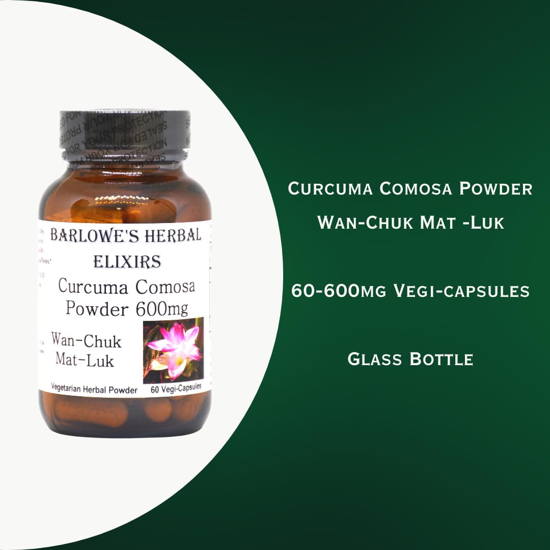 Barlow's Herbal Elixirs Curcuma Comosa Powder 600mg Per Capsule, 60 Capsules