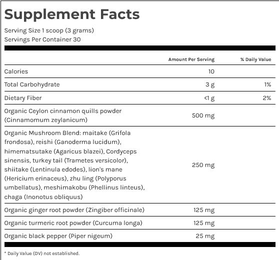 Dr. Fuhrman Mushroom Chai Superfood Powder 3.2 Ounce